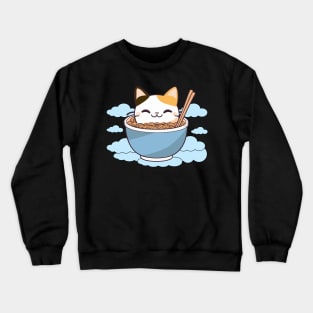 Cute Cat Eats Ramen Noodles cuteness enthusiasts ramen Crewneck Sweatshirt